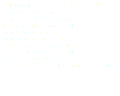 AvMET modules and capabilities include • Defect and Deferral Tracking • Configuration and Parts Management • Maintenance Planning and Forecasting • Tech Pubs & Records • Regulatory Compliance Tracking (AD / SB) • Flight Logs and Customized Flight Logs • User and Departmental Access Privileges • 3rd Party API and/or Web Services • Disaster Recovery Capable on Commercial Cloud Services 